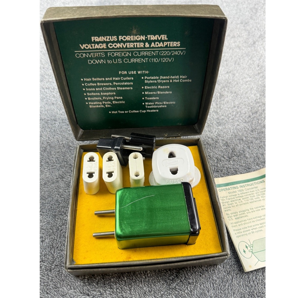 Vintage Franzus 1600W Foreign Travel‎ Voltage Converter Adapter Kit Case
